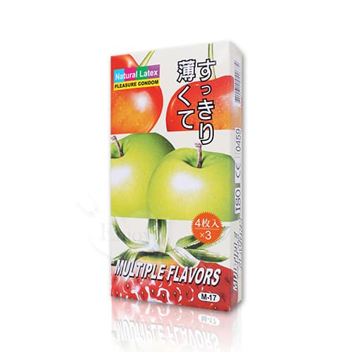 樂趣‧螺紋顆粒乳膠保險套 (3合1) 櫻桃+蘋果+草莓果味各4片 E562627